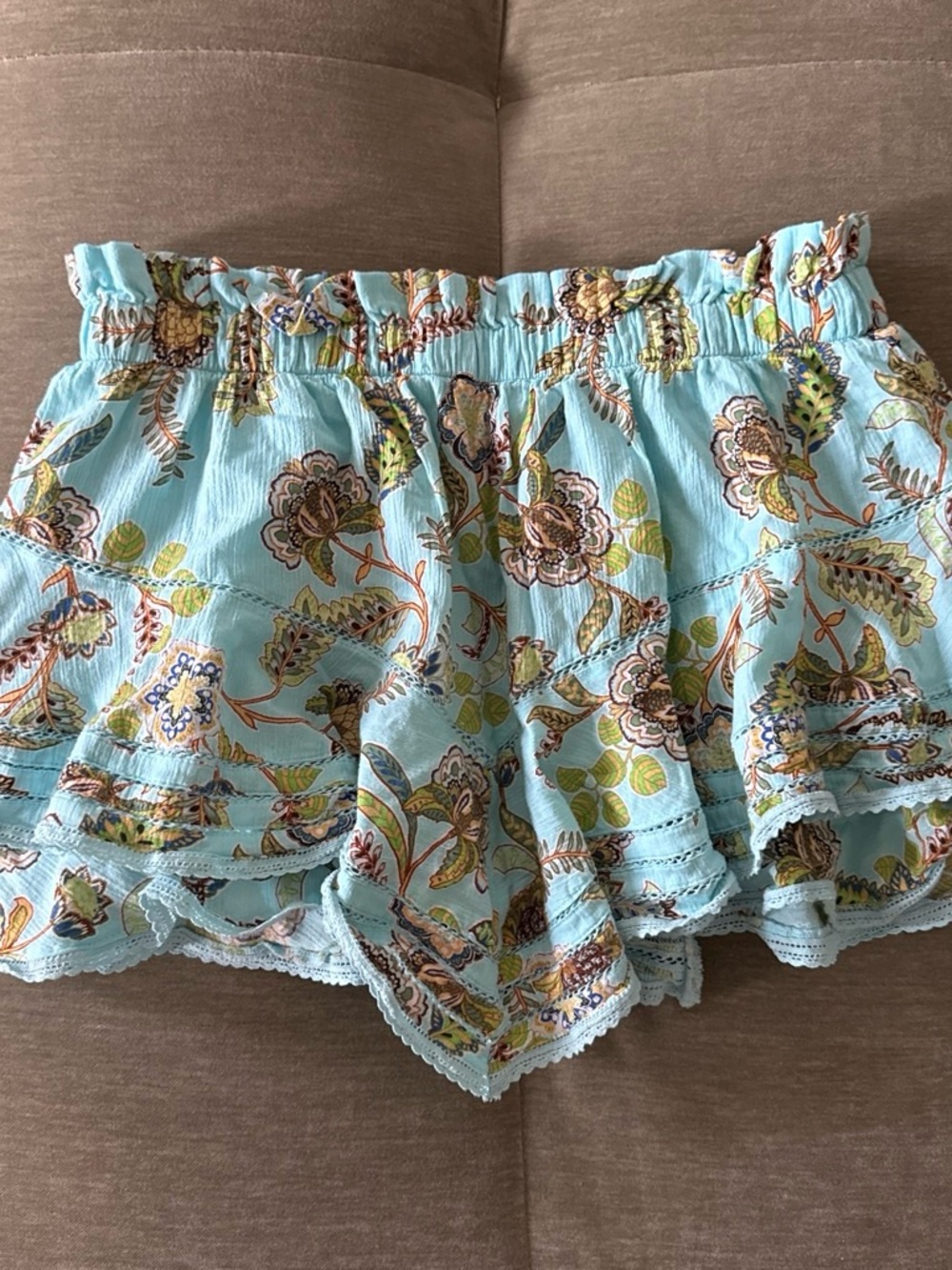aerie Light Blue Floral Ruffle Skort
